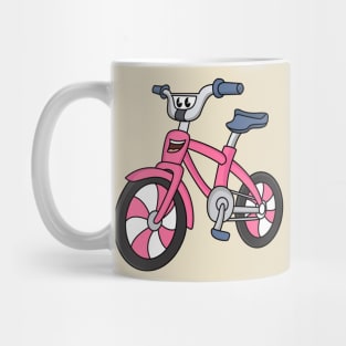 Cute pink kids bicycle cartoon illustration Mug